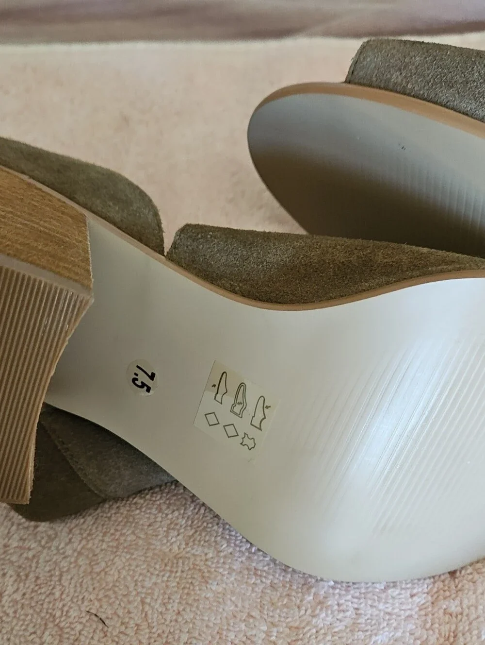Sole Society Taupe Real Suede Open-Toe Block Heel Bootie, New, Size 7.5